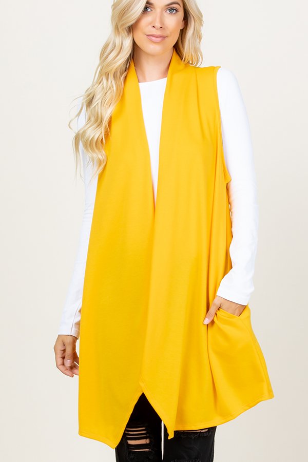 SOLID DRAPED VEST PLUS SIZE HMSJ1003-99