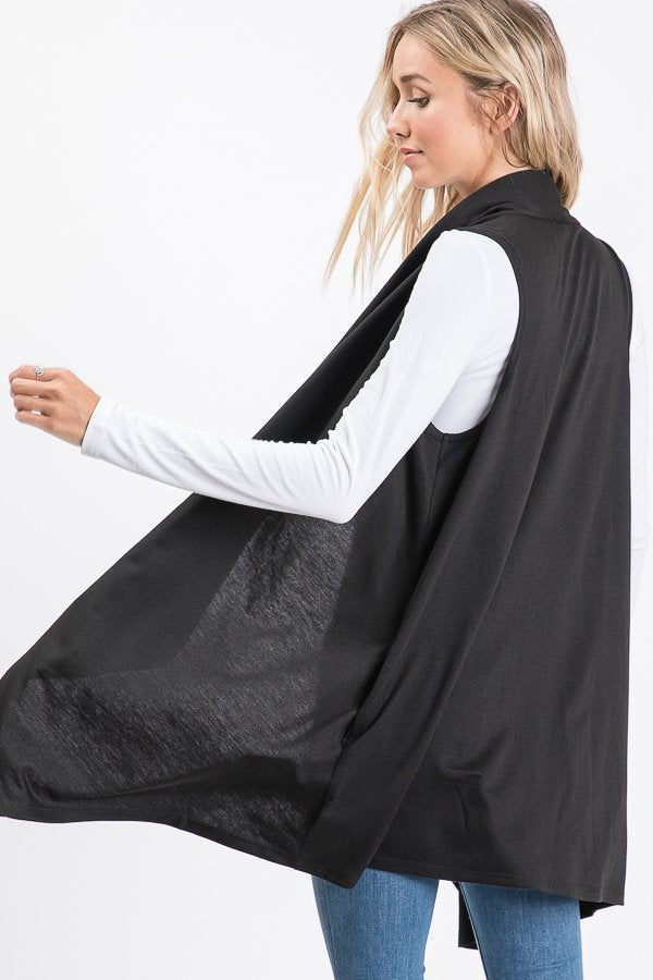 SOLID DRAPED VEST PLUS SIZE HMSJ1003-99