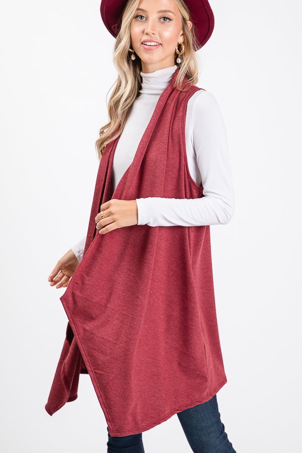 SOLID DRAPED VEST PLUS SIZE HMSJ1003-99