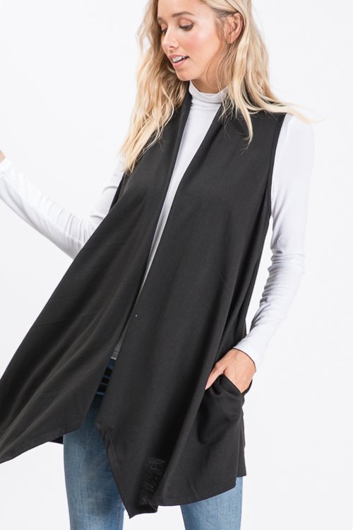 SOLID DRAPED VEST PLUS SIZE HMSJ1003-99