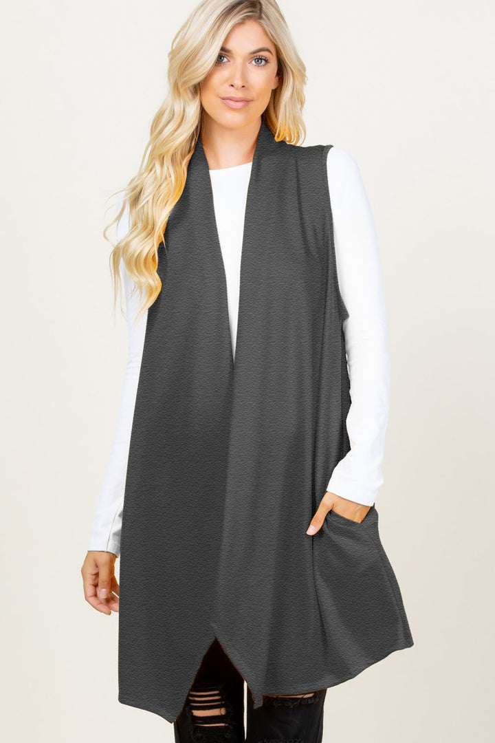 SOLID DRAPED VEST PLUS SIZE HMSJ1003-99