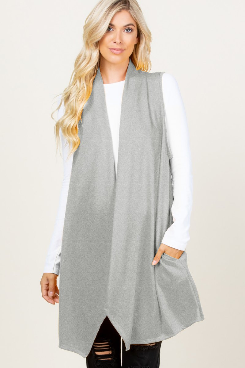 SOLID DRAPED VEST PLUS SIZE HMSJ1003-99