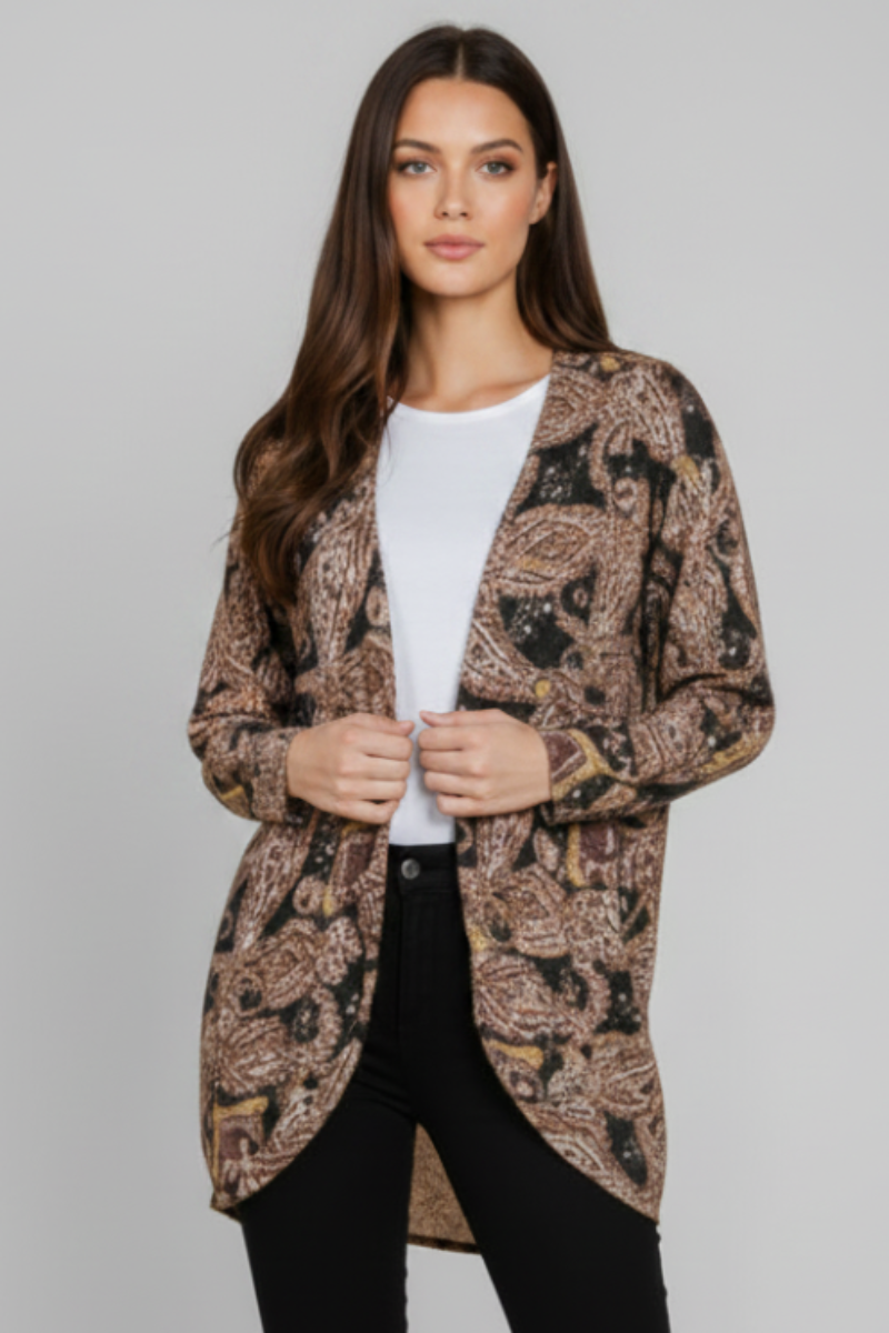 PAISLEY PRINT DOLMAN SLEEVE OPEN CARDIGAN HMEJ6700