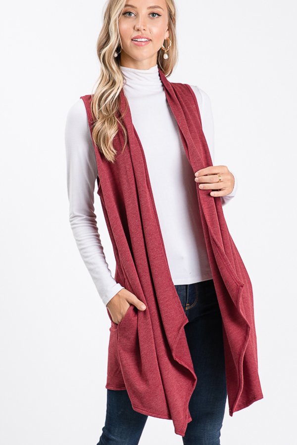 SOLID DRAPED VEST PLUS SIZE HMSJ1003-99