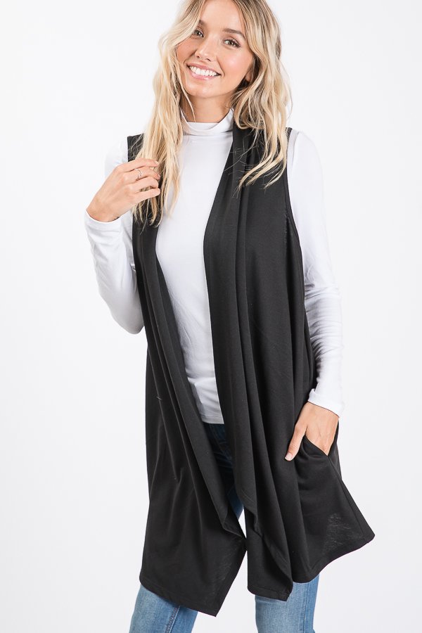 SOLID DRAPED VEST PLUS SIZE HMSJ1003-99