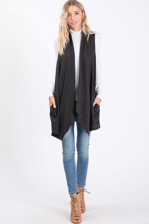 SOLID DRAPED VEST HMSJ1003-99