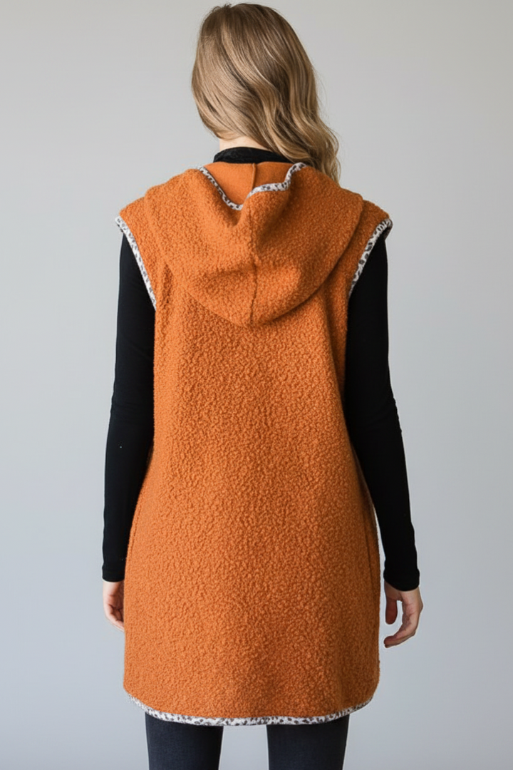 PLUS SIZE SLEEVELESS FUZZY ANIMAL CONTRAST VEST HMEJ6719