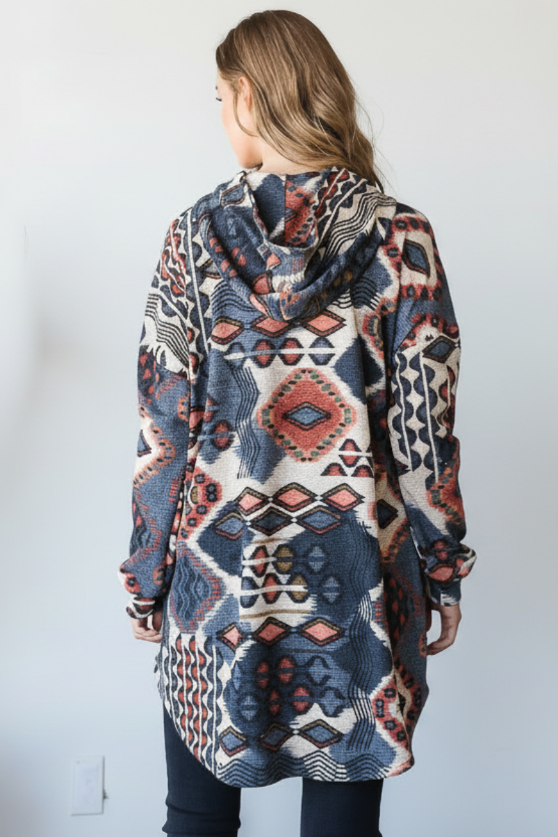 PLUS SIZE PUFF SLEEVE HOOD W/SIDE POCKET SHACKET HMEJ6401