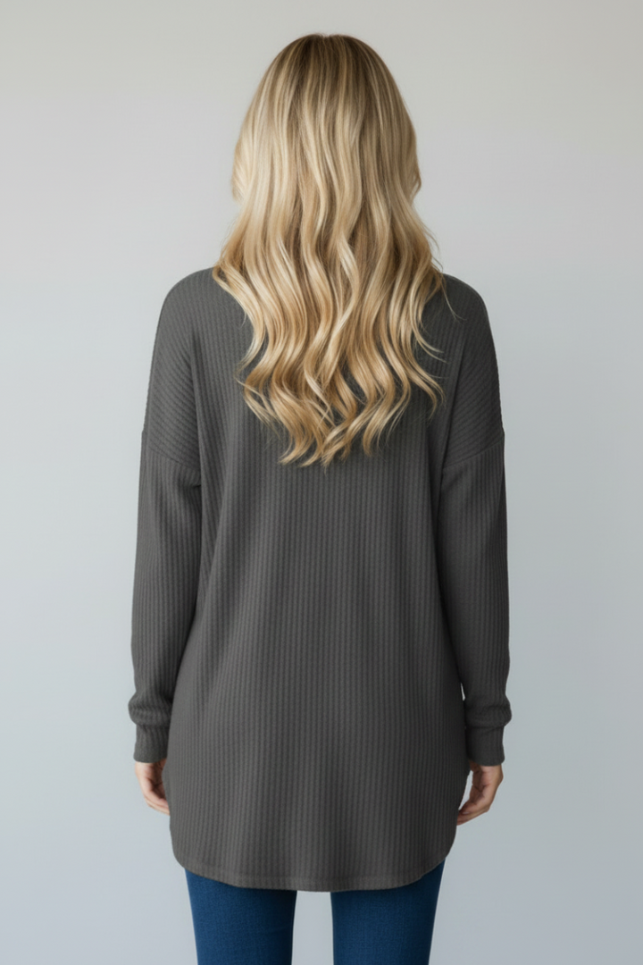 PLUS SIZE WAFFLE KNIT BUTTON DOWN CARDIGAN HMEJ6729