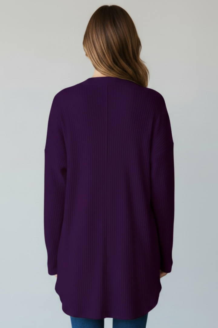 PLUS SIZE WAFFLE KNIT BUTTON DOWN CARDIGAN HMEJ6729