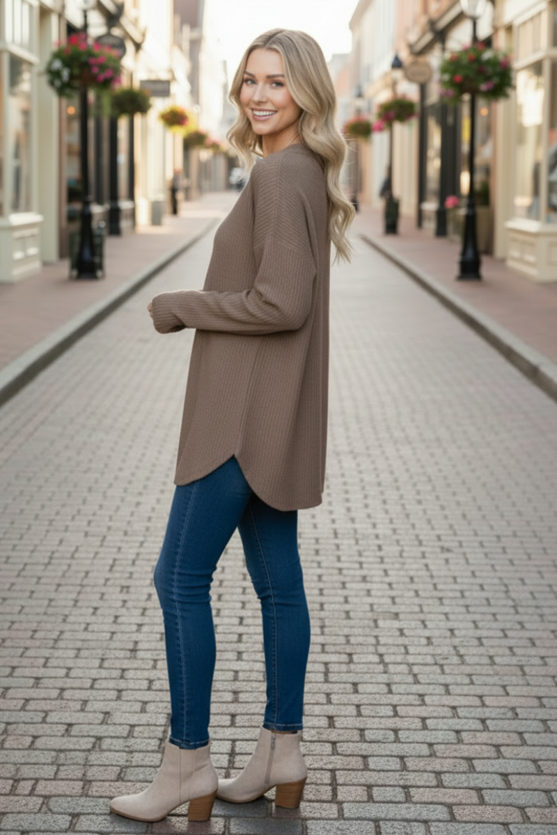PLUS SIZE WAFFLE KNIT BUTTON DOWN CARDIGAN HMEJ6729