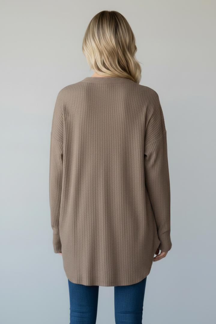 PLUS SIZE WAFFLE KNIT BUTTON DOWN CARDIGAN HMEJ6729