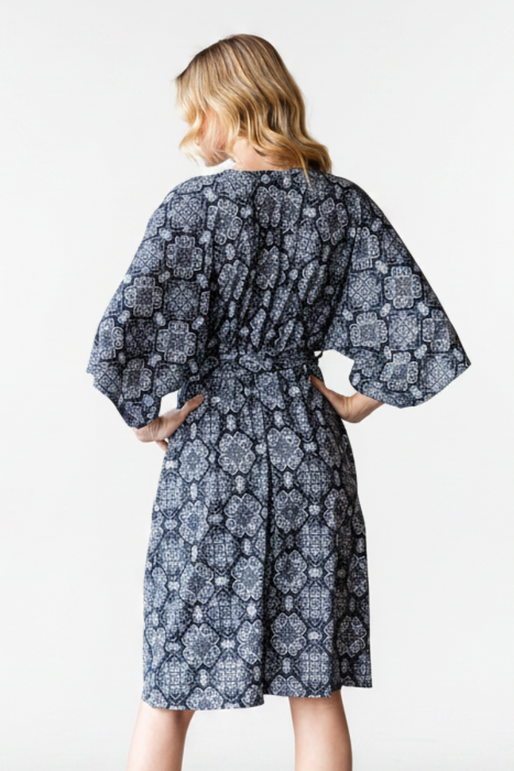 PAISLEY PRINT SURPLICE SELF TIE MINI DRESS HMED6826