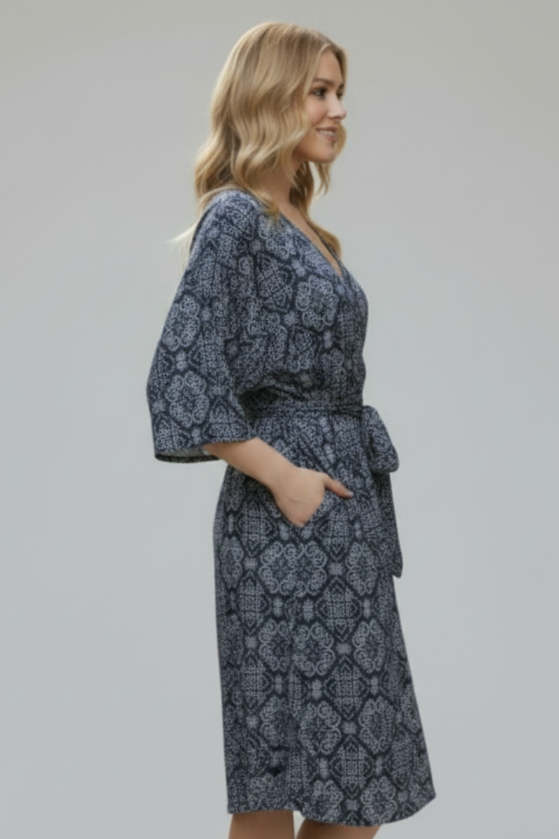 PAISLEY PRINT SURPLICE SELF TIE MINI DRESS HMED6826