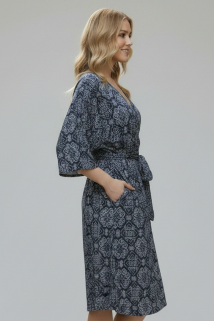 PAISLEY PRINT SURPLICE SELF TIE MINI DRESS HMED6826