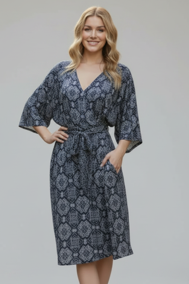 PAISLEY PRINT SURPLICE SELF TIE MINI DRESS HMED6826