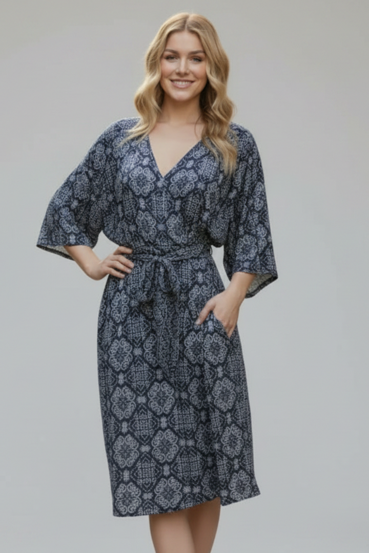 PAISLEY PRINT SURPLICE SELF TIE MINI DRESS HMED6826