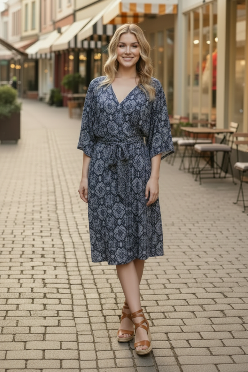 PAISLEY PRINT SURPLICE SELF TIE MINI DRESS HMED6826