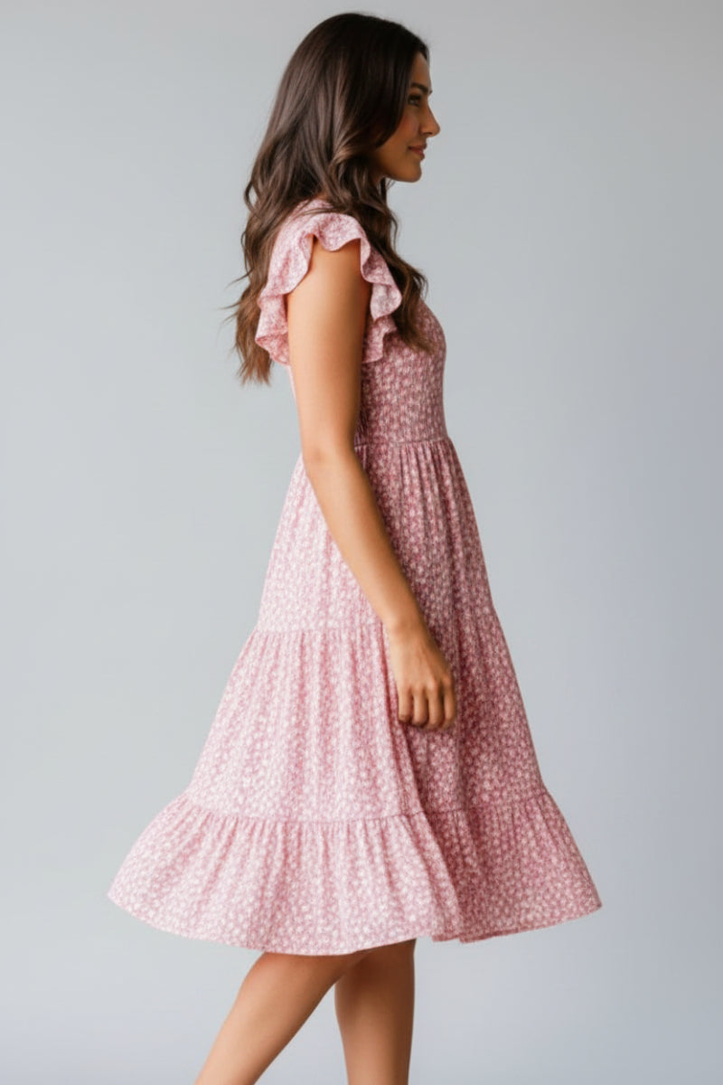 PLUS SIZE BUTTERFLY SLEEVE BABYDOLL MINI DRESS HMED6829-10