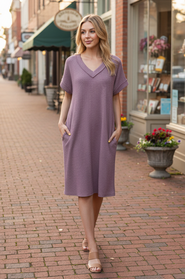 DOLMAN SLEEVE W/BAND URBAN RIB MINI DRESS HMED6846