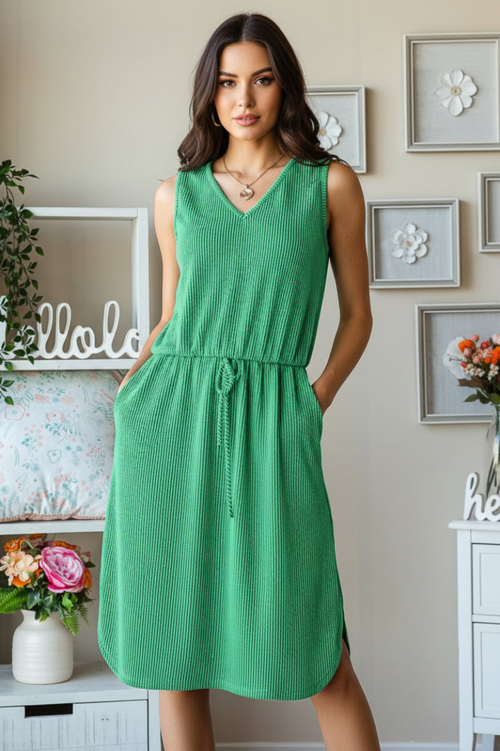 PLUS SIZE URBAN RIB DRAWSTRING WAIST MINI DRESS HMED6806