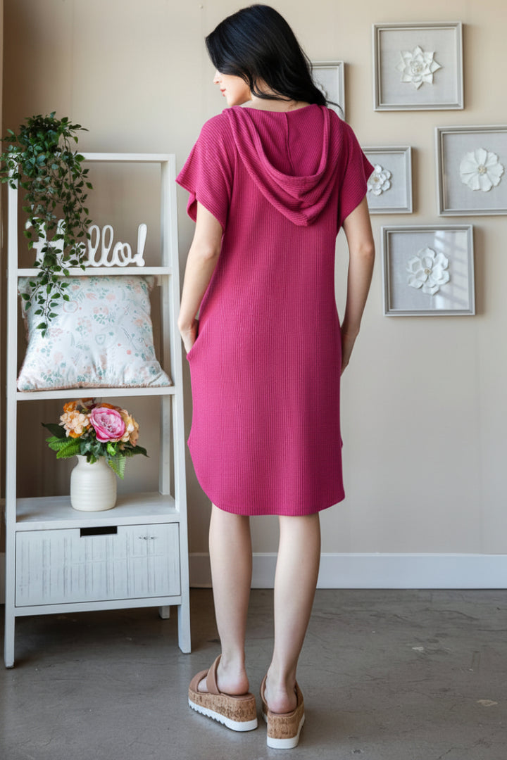 PLUS SIZE URBAN RIBBED HOODIE MINI DRESS-HMED6808-10