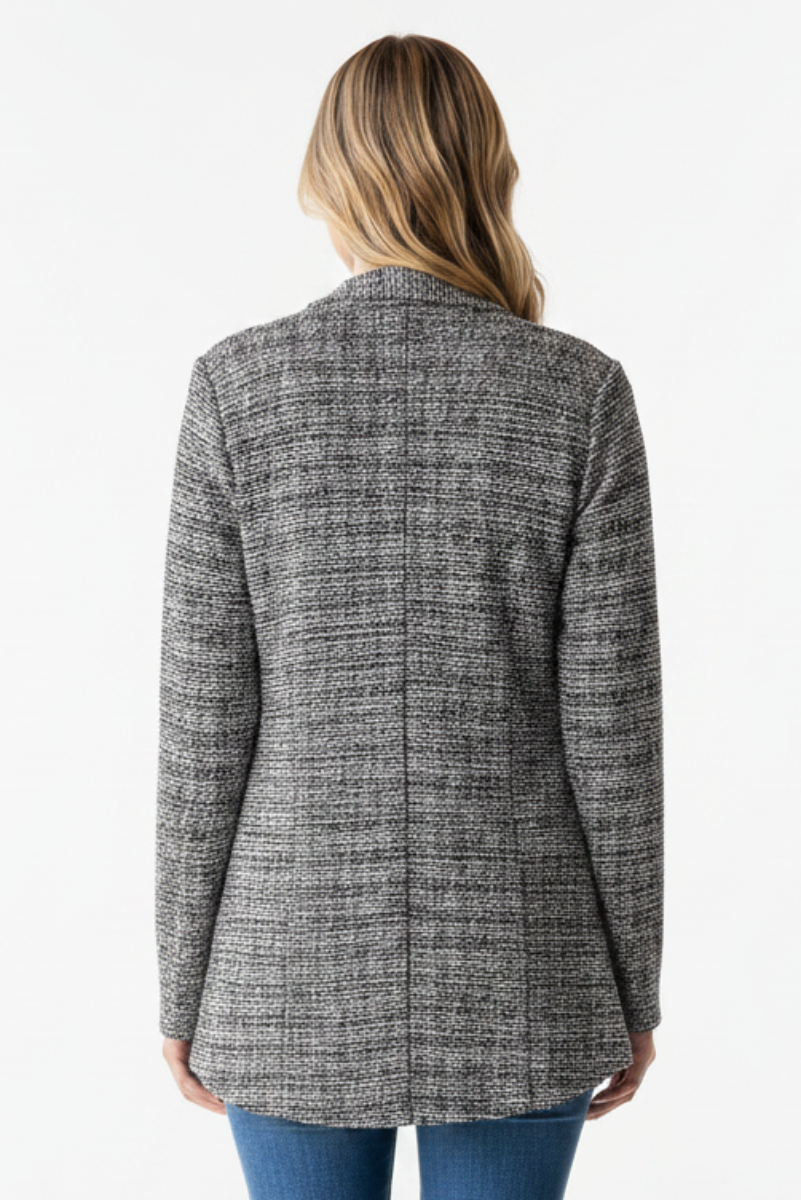 HOUNDSTOOTH TWEED OPEN FRONT BLAZER HMEJ6704