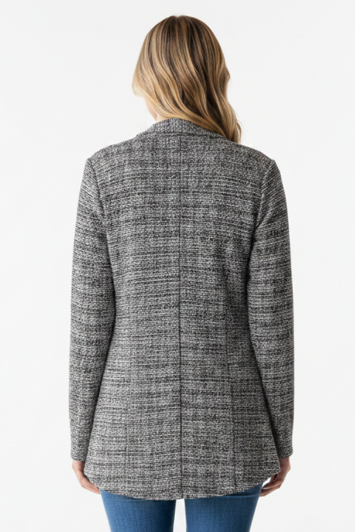 HOUNDSTOOTH TWEED OPEN FRONT BLAZER HMEJ6704