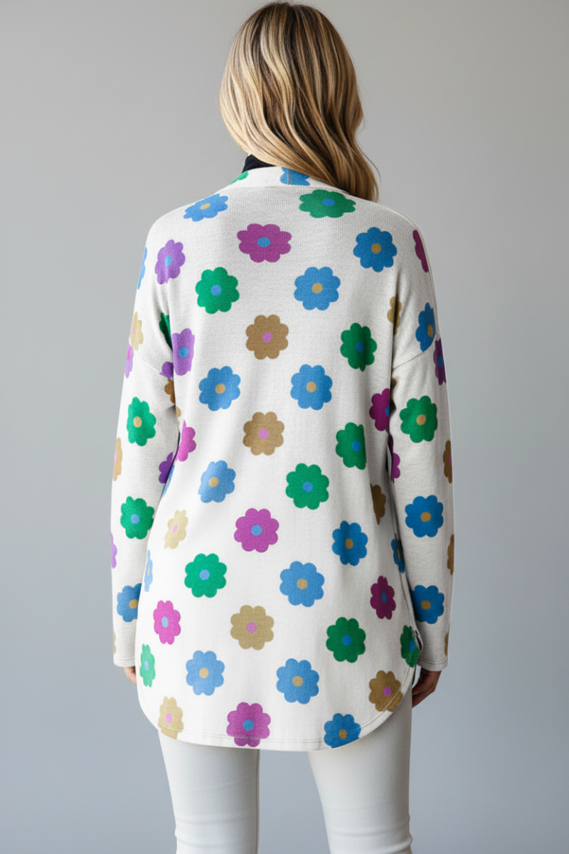 FLORALPRINT OPEN FRONT WITH POCKET CARDIGAN HMEJ6782