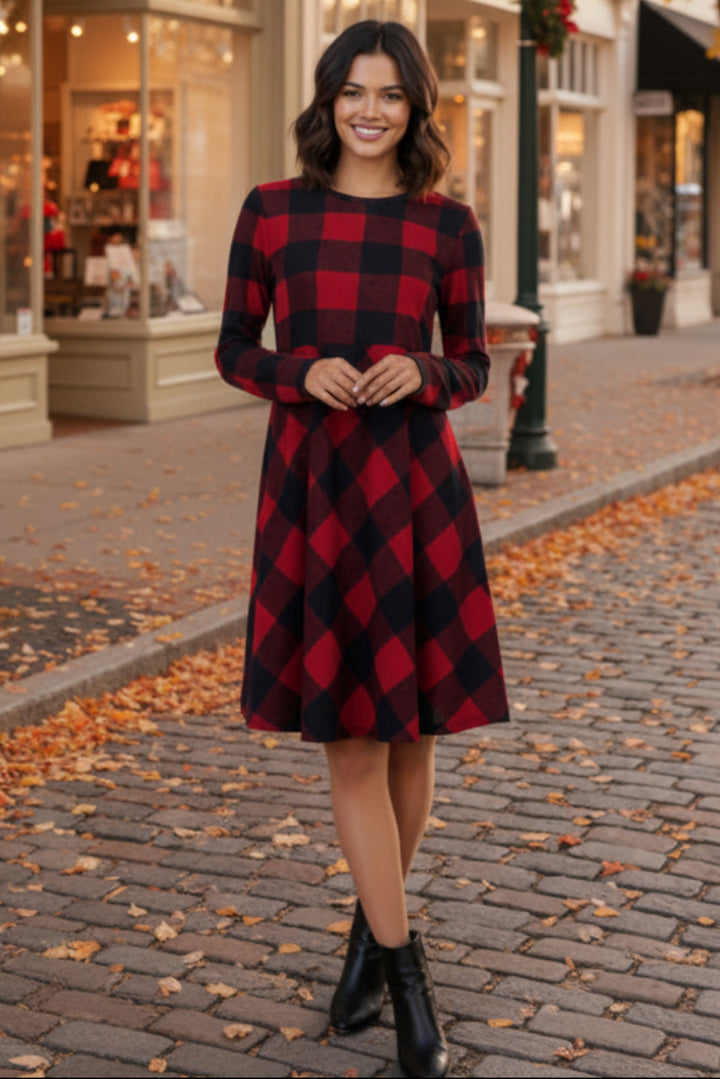 PLAID SHIRRING DETAIL MINI DRESS HMED6801