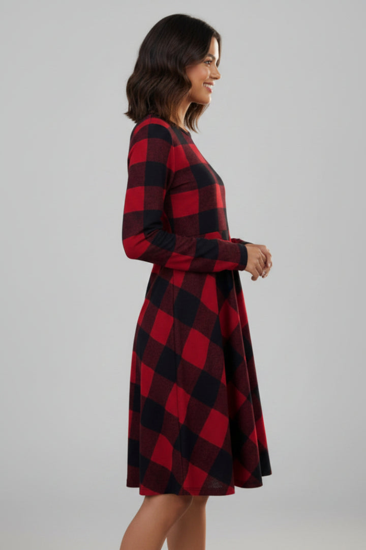 PLAID SHIRRING DETAIL MINI DRESS HMED6801