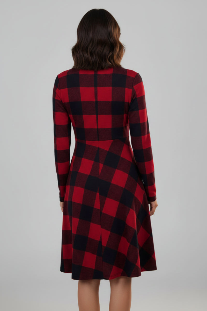 PLAID SHIRRING DETAIL MINI DRESS HMED6801