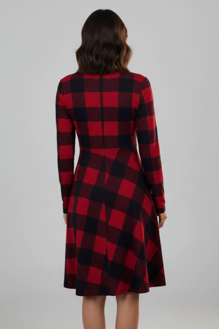 PLAID SHIRRING DETAIL MINI DRESS HMED6801