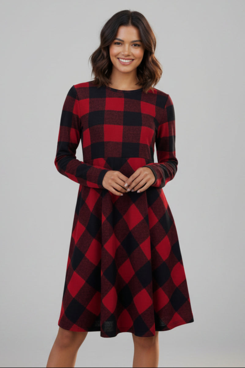 PLAID SHIRRING DETAIL MINI DRESS HMED6801