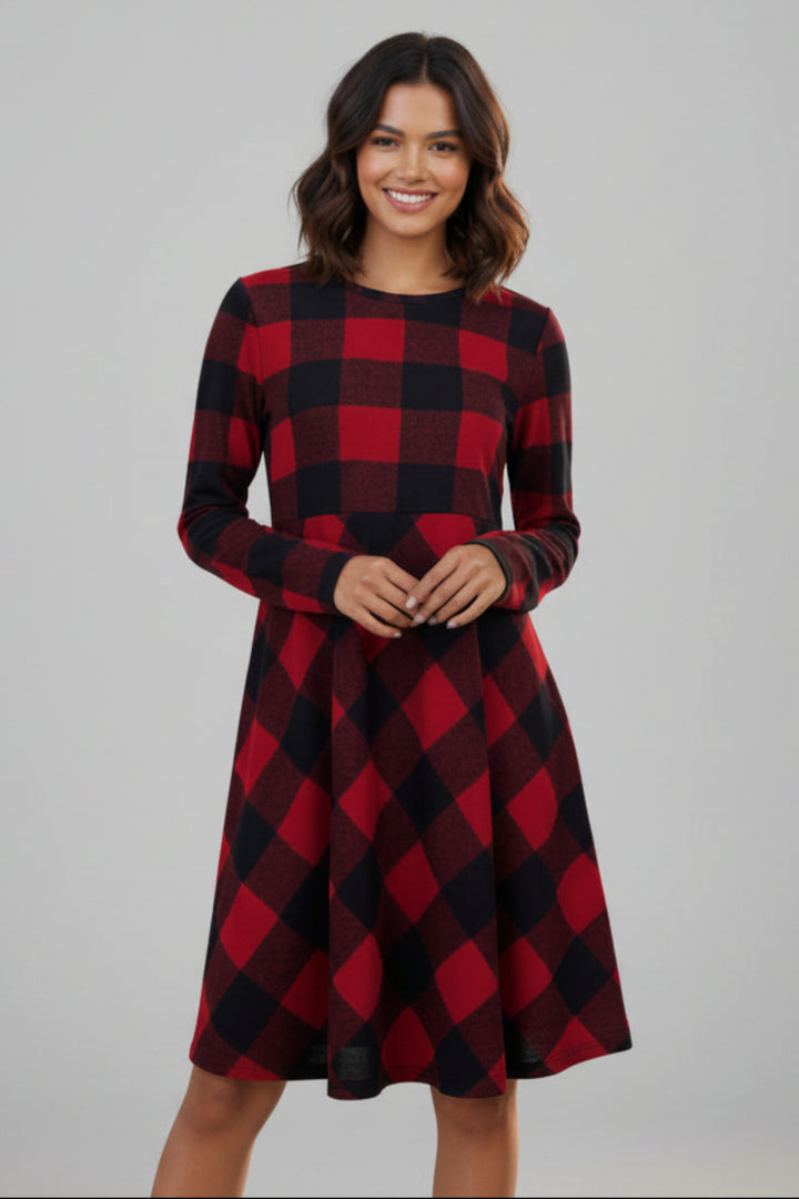 PLAID SHIRRING DETAIL MINI DRESS HMED6801