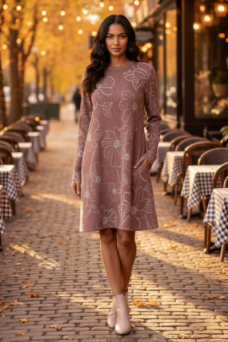 FLORAL URBAND RIBBED MINI DRESS HMED6853
