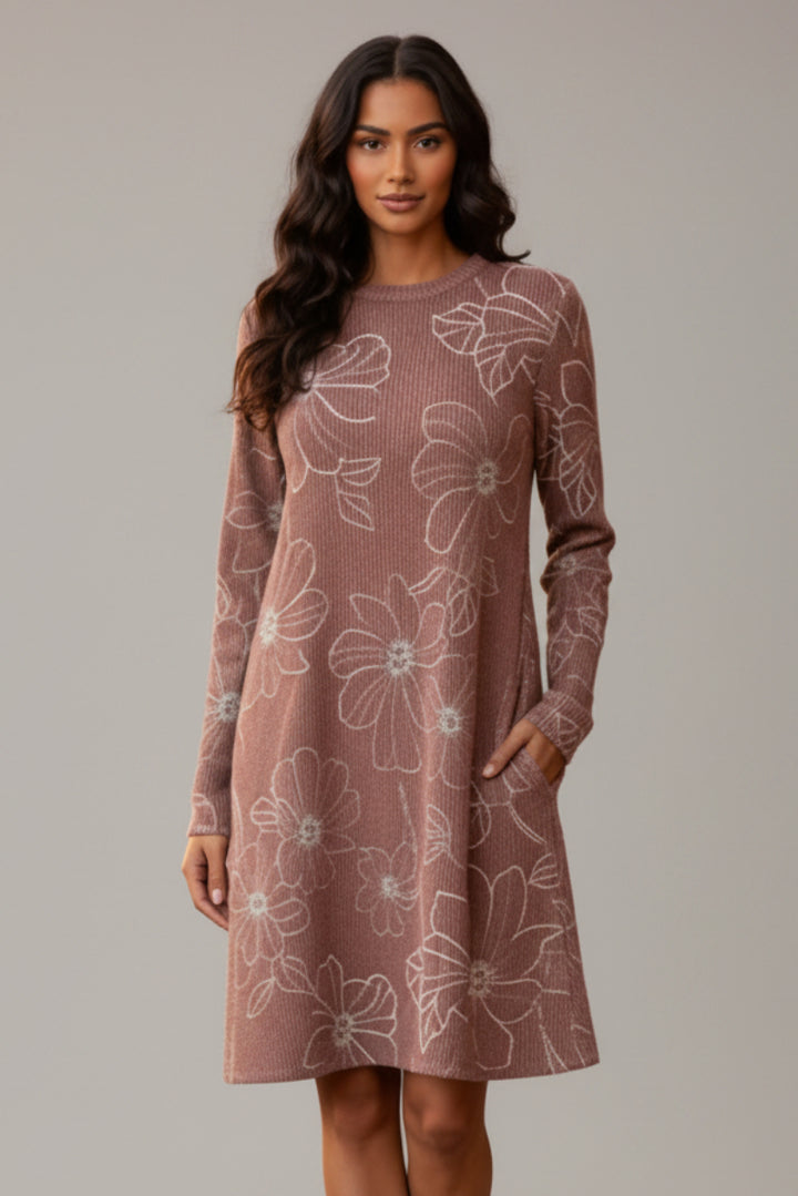 FLORAL URBAND RIBBED MINI DRESS HMED6853