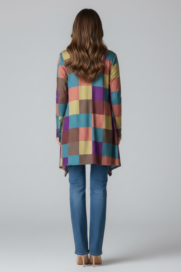 COLOR BLOCK OPEN FRONT WITH POCKET CARDIGAN HMEJ6748