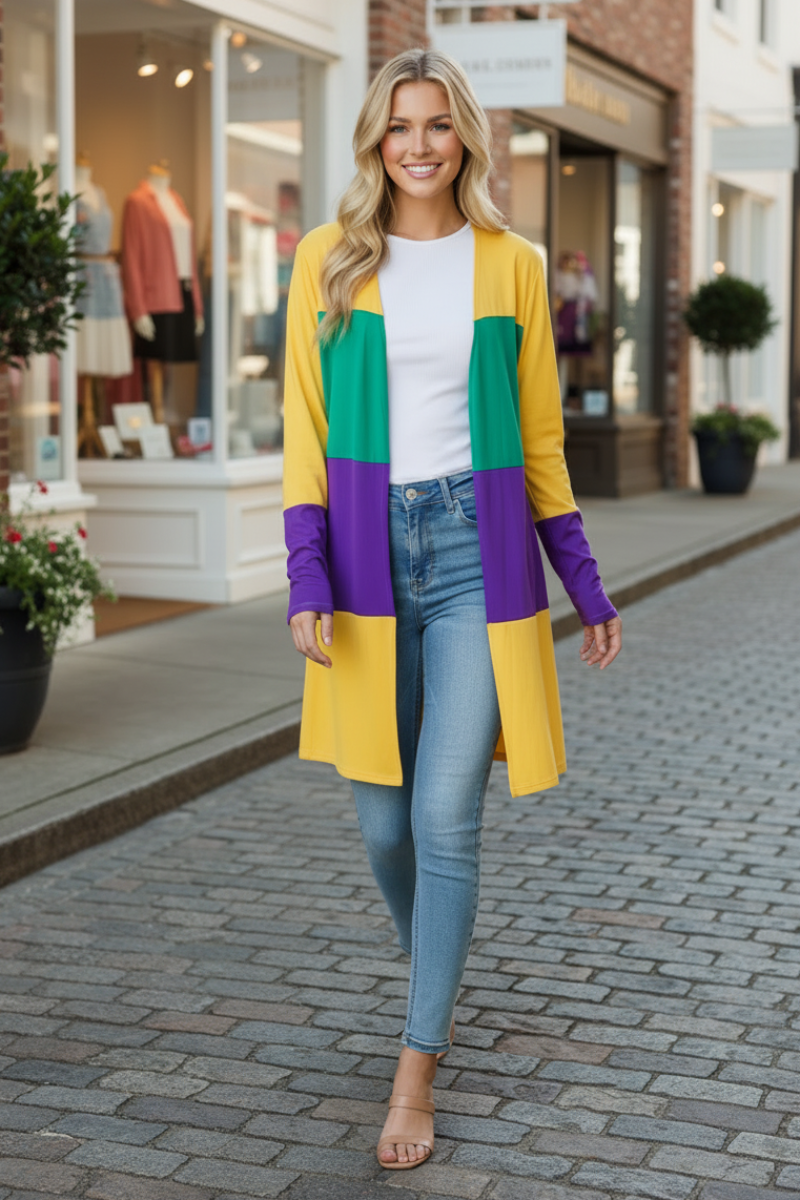 PLUS SIZE MULTICOLOR OPEN FRONT CARDIGAN HMEJ6773