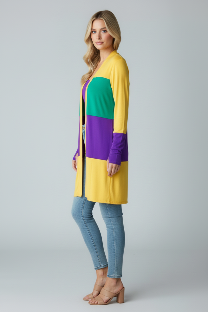 PLUS SIZE MULTICOLOR OPEN FRONT CARDIGAN HMEJ6773