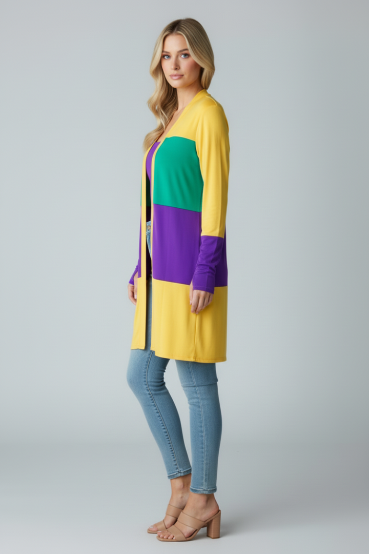 PLUS SIZE MULTICOLOR OPEN FRONT CARDIGAN HMEJ6773
