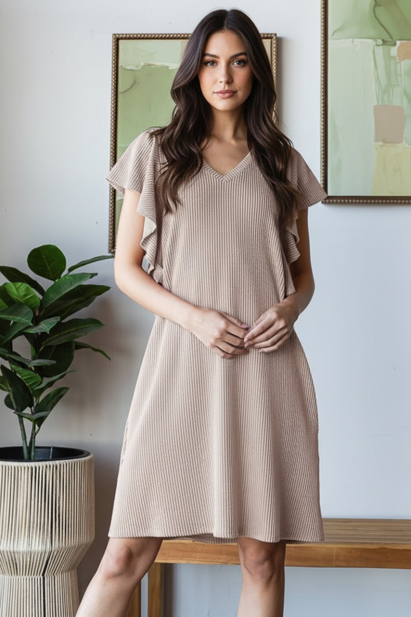 PLUS SIZE RUFFLED SLEEVE WITH POCKETS MINI DRESS HMED6845