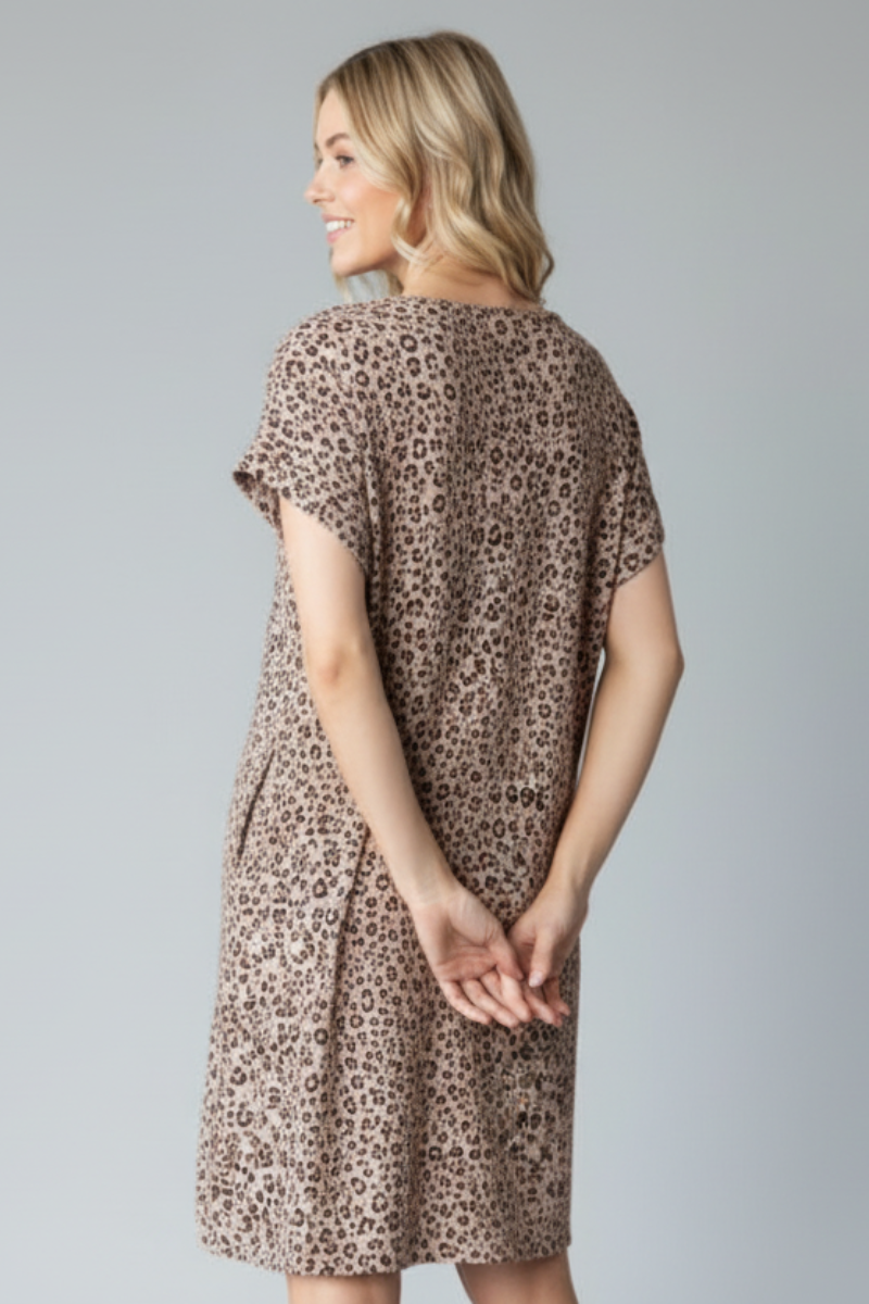 PLUS SIZE V-NECK WITH SIDE POCKET MIDI DRESS HMED6884