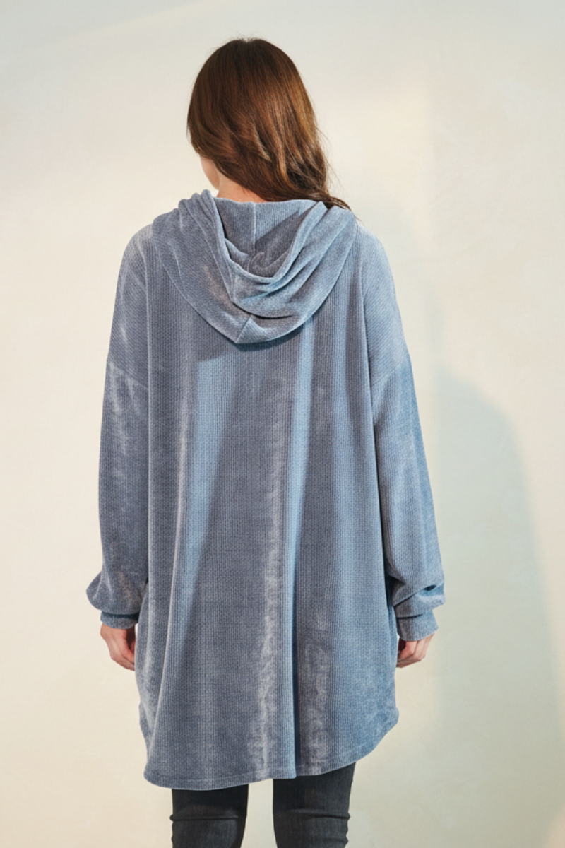 PLUS SIZE BUTTON DOWN DOLPHIN HEM CARDIGAN HMEJ6401