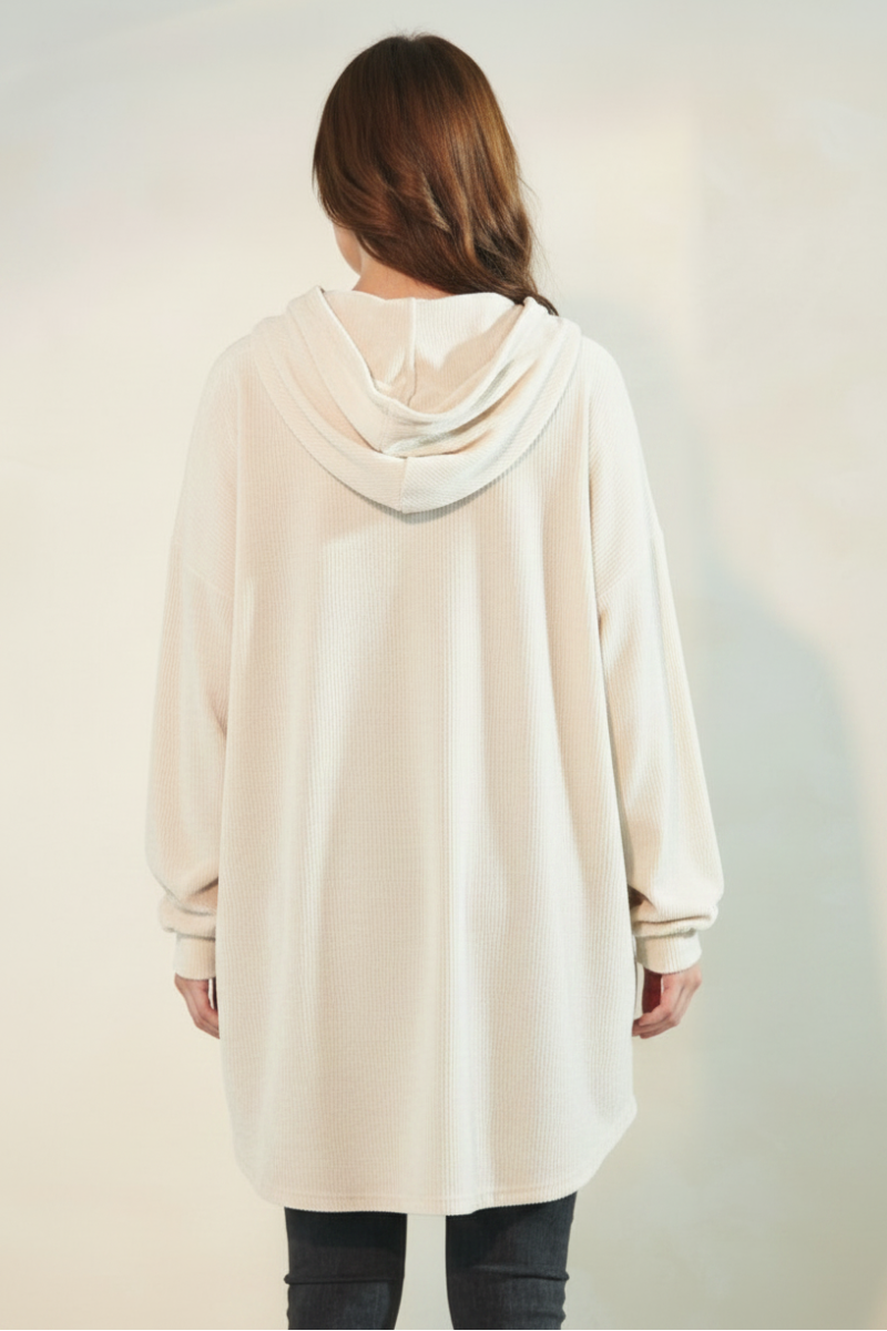 PLUS SIZE BUTTON DOWN DOLPHIN HEM CARDIGAN HMEJ6401
