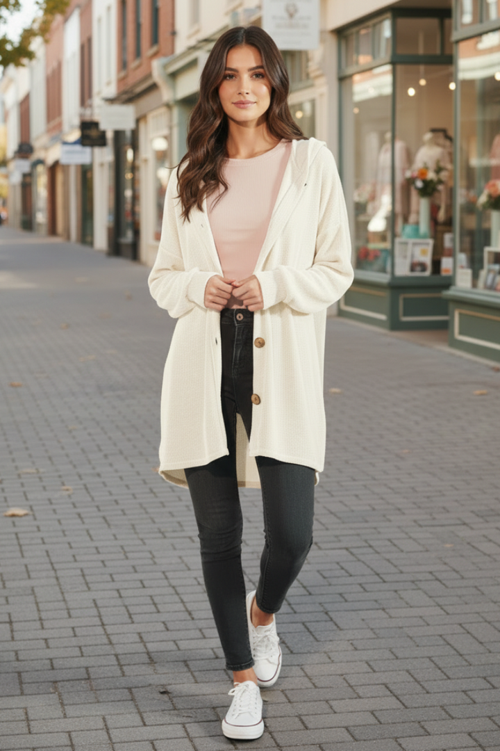 PLUS SIZE BUTTON DOWN DOLPHIN HEM CARDIGAN HMEJ6401