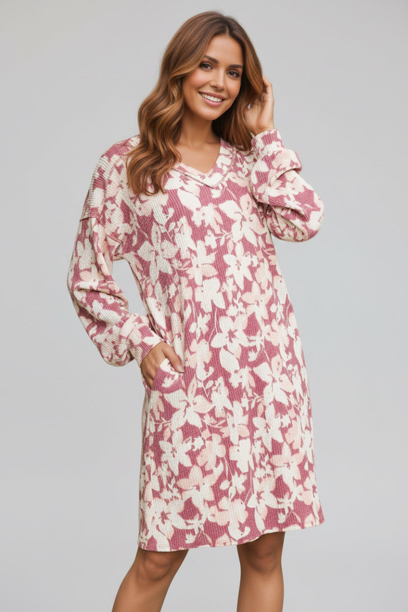 PUFF SLEEVE STITCH DETAIL MINI DRESS HMED6849