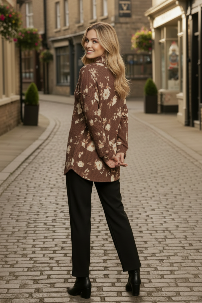 PLUS SIZE URBAN RIBBED BUTTON DOWN SHACKET TOP HMET7425