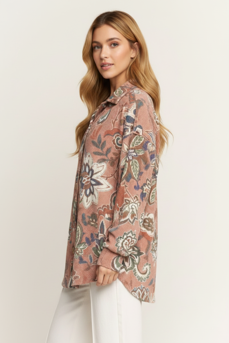 PAISLEY URBAN RIBBED SHACKET TOP HMET7425