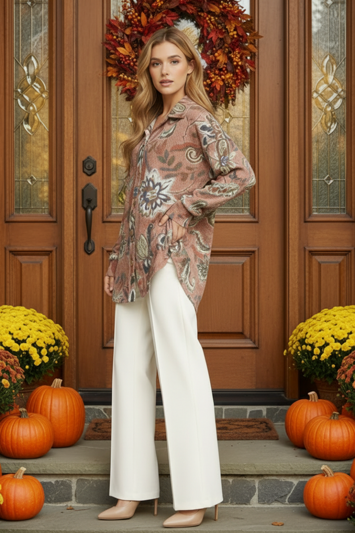 PAISLEY URBAN RIBBED SHACKET TOP HMET7425
